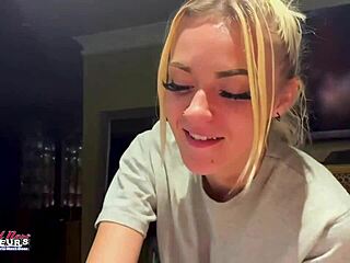 Skinny Blonde Cutie Sucks Cock Deep 😍 Then Takes Pounding in Tight Pussy Before Cum Swallow!