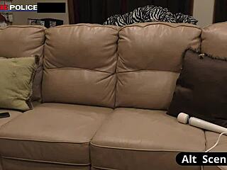 Off-duty cop Stacy Shepard gaps pussy with toys backstage