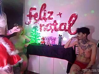 blonde brazilian pornstar's naughtiest xmas bareback cock ride tattooed