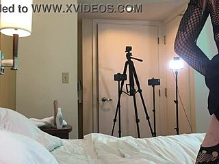 Guy Deepthroats Goth Shemale's Hard Cock