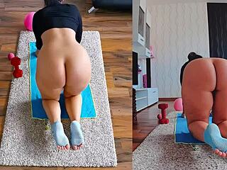 Naughty Milf Curves Asshole Worship During Naked Yoga Workout Dare