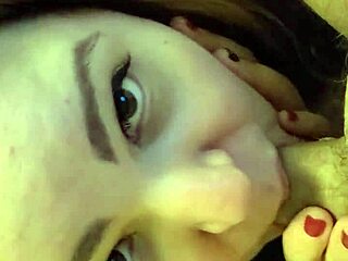 girl GAGS DEEP on DADDY'S THICK COCK spitting everywhere