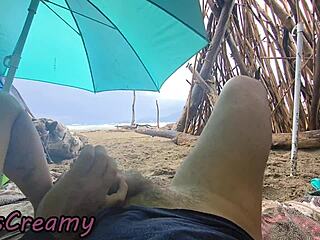 Teacher Students Stormy Beach Public Cumshot Handjob 4K Voyeur Fuck