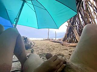 Teacher Students Stormy Beach Public Cumshot Handjob 4K Voyeur Fuck