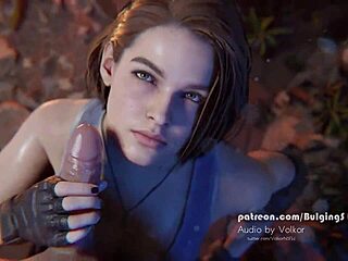 Jill Valentine Delivers Kinky Hentai Handjob Ending In Massive Facial Cumshot Explosion