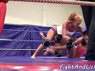 Eurobabes' wild fight turns to pussy licking