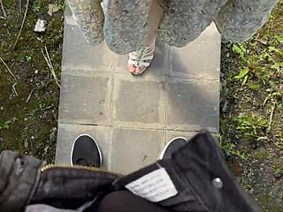 russian stunner spreads wide for pov creampie deep in country fields