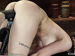 Brunette Hogtied Horizontally in BDSM Suspension