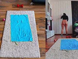 Naughty Milf Curves Asshole Worship During Naked Yoga Workout Dare