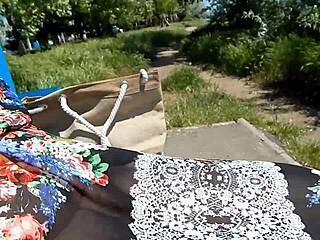 hey check out this hairy mature flashing her beaver through see-through dress outdoors