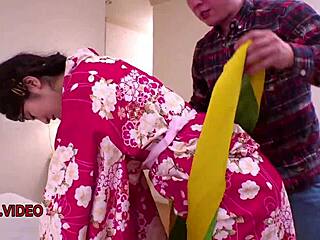 hey, this seductive wife in kimono takes rough fuck post blowjob