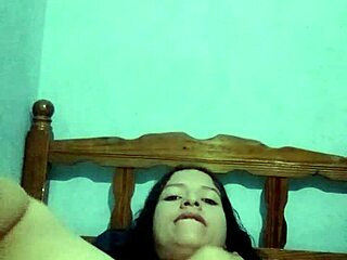 young latina amateur fingers her natural tits in the bedroom until she cums hard