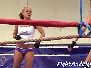 Eurobabes' wild fight turns to pussy licking