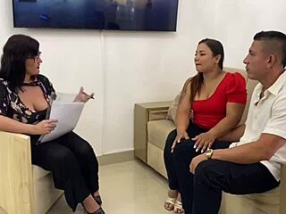 Amateur couple milf threesome blowjob cum in mouth group therapy session