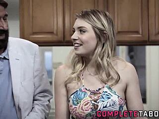 blonde teen gulps down fat monster cock in extreme blowjob frenzy