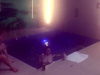 we had wild threesome with friends right in motel pool part 1