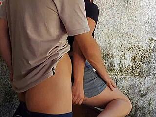 Bossy maid grabs my cock bareback after wife leaves workout area