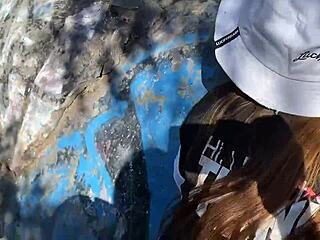 outdoor wild fuck creampie in nature raw action