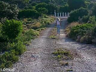 oh shit, she's wetting her jeans barefoot on public hike to the toilet!