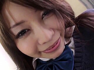 Cosplay cutie japanese amateur bares hairy pussy passionately