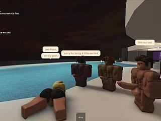 latina tanning by pool deepthroats and sucks three monster cocks