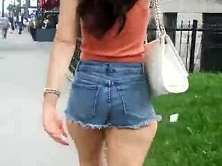 checking out sexy asses in miniskirts on the street