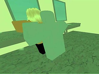 school nerd sucks cock then pussy fucked in roblox bathroom