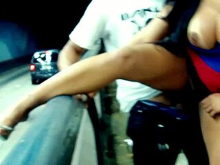 gostosa brunette shows off big ass tits fucks hard in public tunnel cops show up