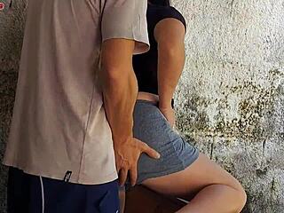 Bossy maid grabs my cock bareback after wife leaves workout area