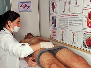  nurse sees my huge erection and starts licking sucking my brazilian cock