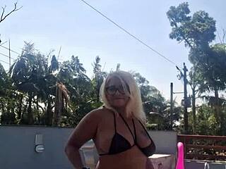 Blonde Hottie Fingers Wet Pussy In Friend's Bathroom