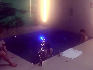 we had wild threesome with friends right in motel pool part 1