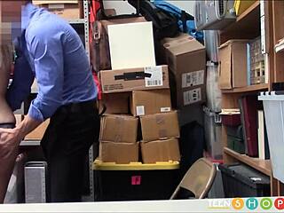 blonde teen caught stealing in shop by security on high def camera