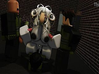 roblox turns horny with her big tits on monster cock!