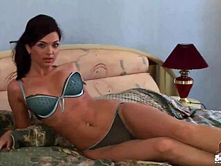 teen valya teases in her tiny jean miniskirt before stripping nude