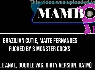 brazilian cutie maite's tight ass stretched in double anal dap and dvp datm