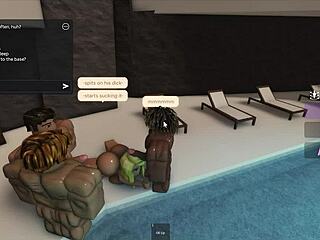 latina tanning by pool deepthroats and sucks three monster cocks