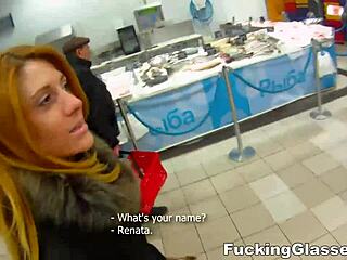 clueless redhead renata's shaved teen pussy wrecked doggystyle by glasses-wearing stud's hardcore thrusts