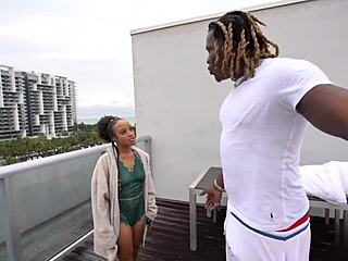 Ebony Mena Carlisle Deepthroats Swallows Stepbro's Monster BBC Cumshot