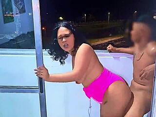 LATINA SLUT SUCKS AND FUCKS ON PUBLIC BALCONY!