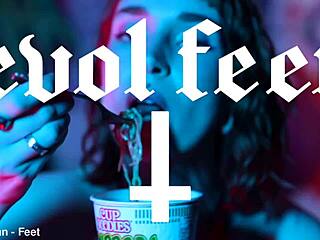 sexy redhead feet crush and lick cup noodles dirty