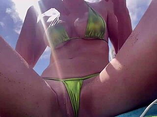 italian milf artemisia flashes big tits bikini beach nipples