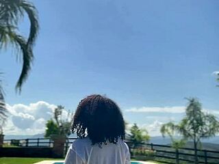 chubby ebony babe farts crazy by the pool 💨🍑 wet curves