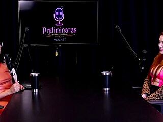 Hot redhead strips huge tits after nude interview with Bia Hot