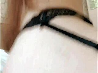 russian student fingers tight anus pussy in black stockings