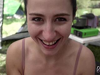 Risky CAMPING BLOWJOB While Hiding from Campers in the Forest