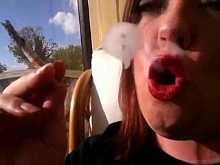tina snua's sexy bbw drifts smoke double pumps inhales exhales nose