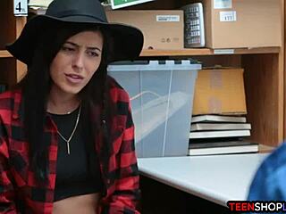 we fucked this cute shoplifter teen hard in our office