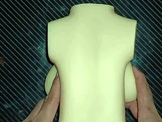 Dolly takes anal creampie bent over desk doggystyle with tits squeezed in every tight position.