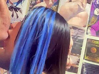 i'm suckin' his huge cock... he fucks my mouth hard!